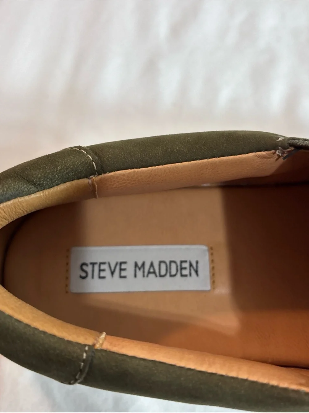 Steve Madden Women’s Slip-On Woven Casual Sneakers in Olive Green 9/2